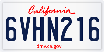 CA license plate 6VHN216