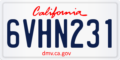 CA license plate 6VHN231