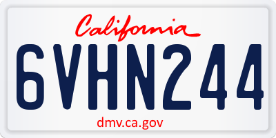 CA license plate 6VHN244