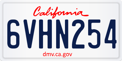 CA license plate 6VHN254