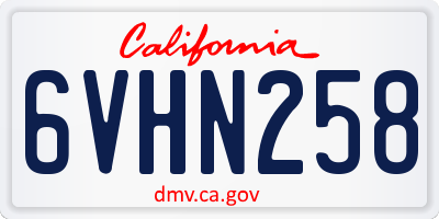 CA license plate 6VHN258