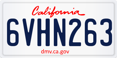 CA license plate 6VHN263