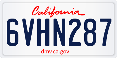 CA license plate 6VHN287
