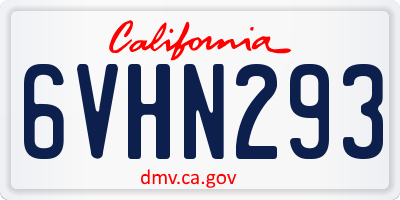 CA license plate 6VHN293
