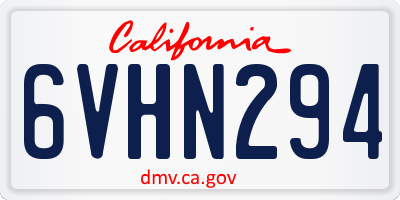 CA license plate 6VHN294