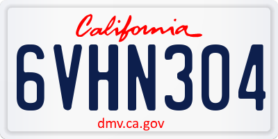 CA license plate 6VHN304