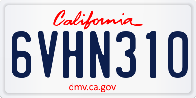 CA license plate 6VHN310