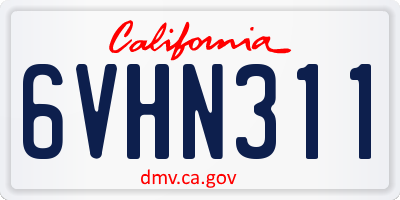 CA license plate 6VHN311