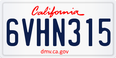 CA license plate 6VHN315
