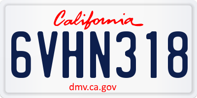 CA license plate 6VHN318