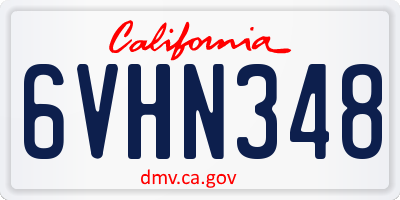CA license plate 6VHN348