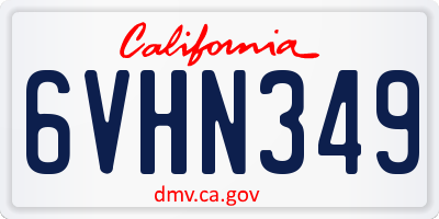 CA license plate 6VHN349