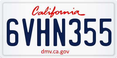 CA license plate 6VHN355