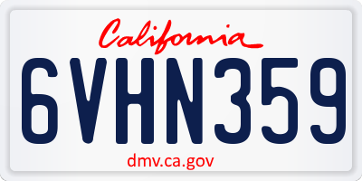 CA license plate 6VHN359