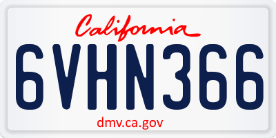 CA license plate 6VHN366