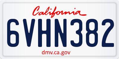 CA license plate 6VHN382
