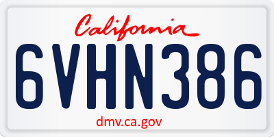 CA license plate 6VHN386