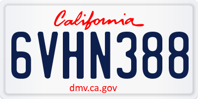 CA license plate 6VHN388