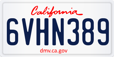 CA license plate 6VHN389