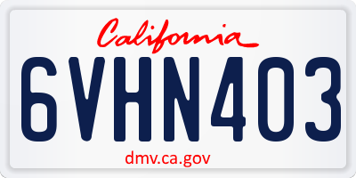 CA license plate 6VHN403