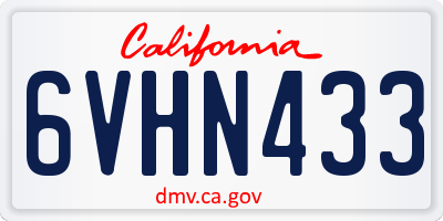 CA license plate 6VHN433