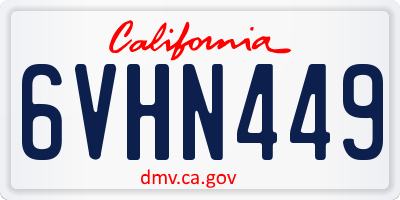 CA license plate 6VHN449