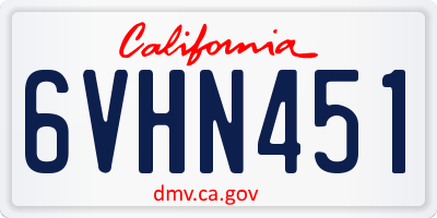 CA license plate 6VHN451