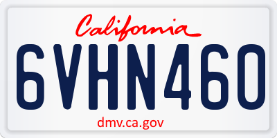 CA license plate 6VHN460