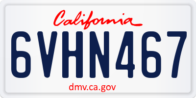 CA license plate 6VHN467