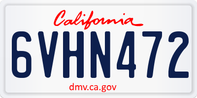 CA license plate 6VHN472