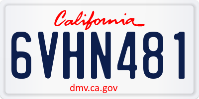 CA license plate 6VHN481