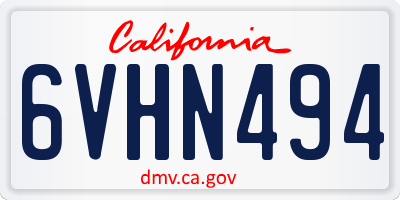 CA license plate 6VHN494