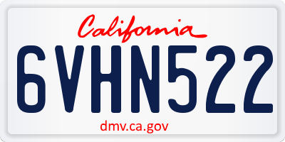 CA license plate 6VHN522