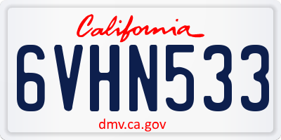 CA license plate 6VHN533