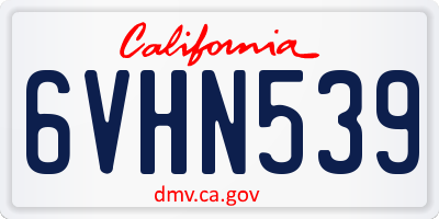 CA license plate 6VHN539