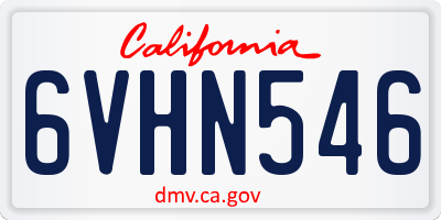 CA license plate 6VHN546