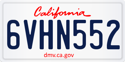 CA license plate 6VHN552