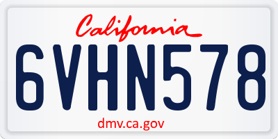 CA license plate 6VHN578