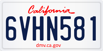 CA license plate 6VHN581