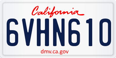 CA license plate 6VHN610
