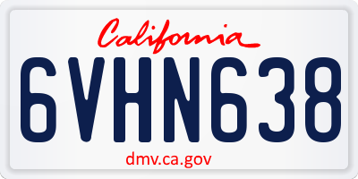 CA license plate 6VHN638