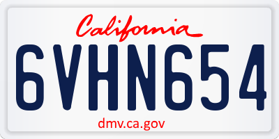 CA license plate 6VHN654