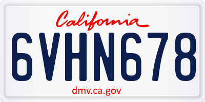 CA license plate 6VHN678