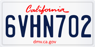 CA license plate 6VHN702