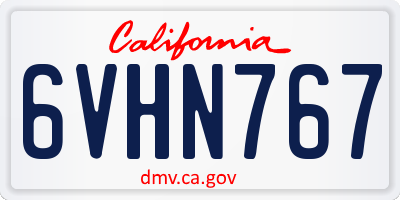 CA license plate 6VHN767