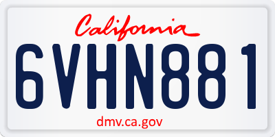 CA license plate 6VHN881