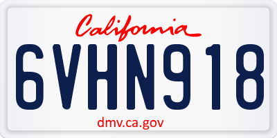 CA license plate 6VHN918