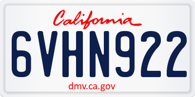 CA license plate 6VHN922
