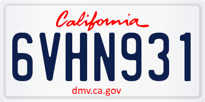 CA license plate 6VHN931