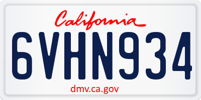 CA license plate 6VHN934